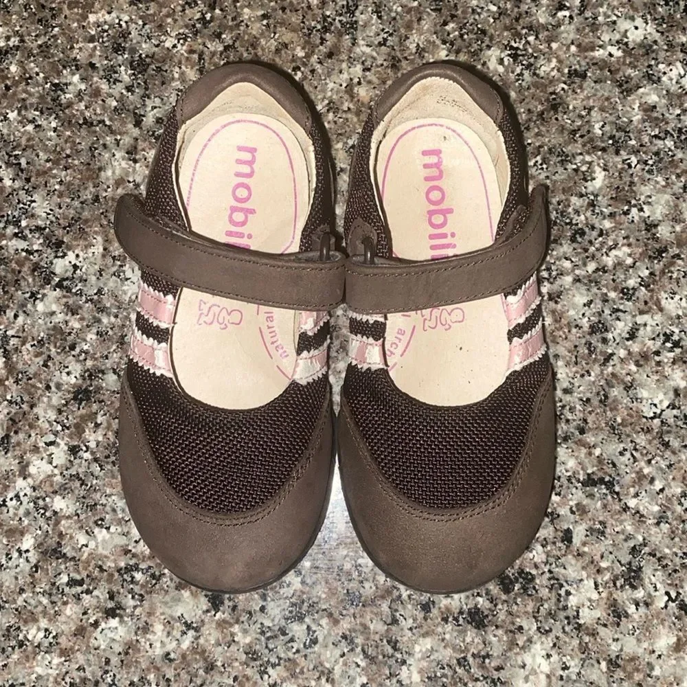 Mobility toddler Oxford brown pink leather brown walker